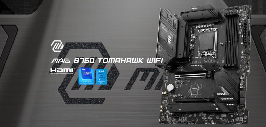 MSI MAG B760 TOMAHAWK WIFI Motherboard Logo and Banner