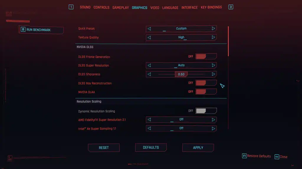 Cyberpunk 2077 2.0 Quick Preset Ray Tracing Overdrive Graphics Menu