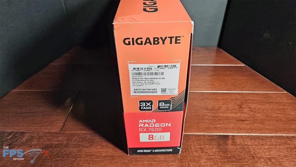 GIGABYTE Radeon RX 7600 GAMING OC: box label