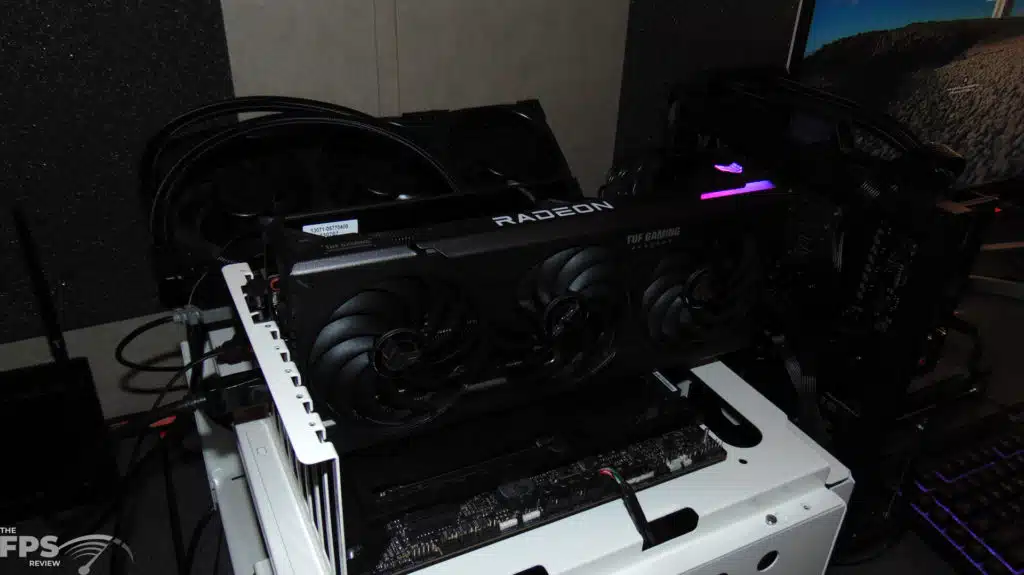 ASUS TUF Gaming Radeon RX 7700 XT OC Edition Installed in Computer Top View Angled