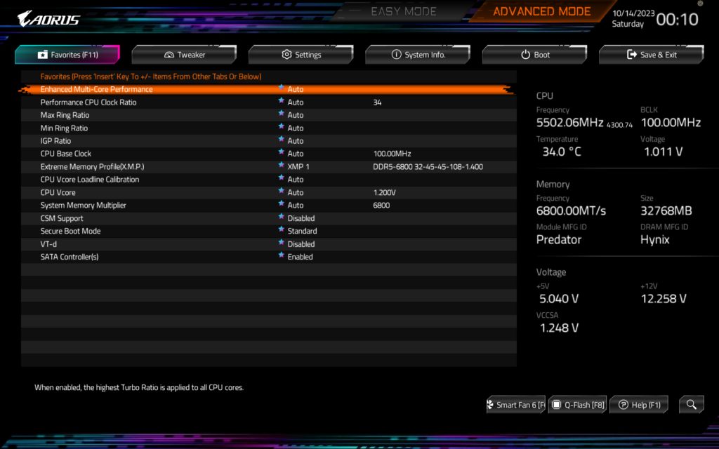 GIGABYTE AORUS Z790 ELITE X WiFi7 BIOS image 3