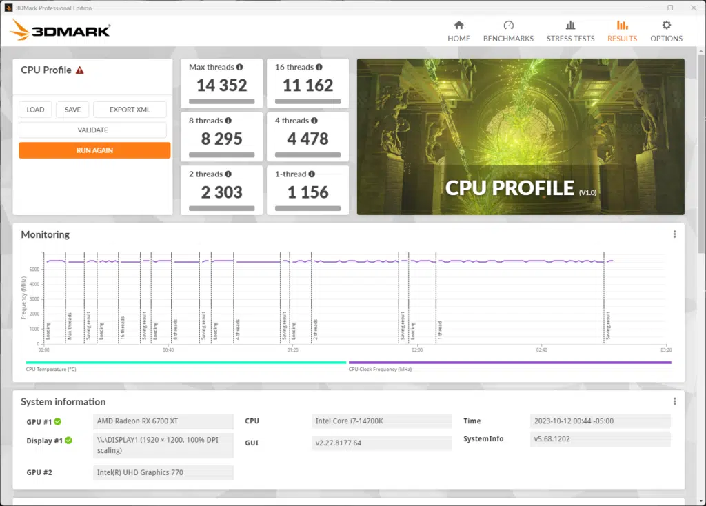 GIGABYTE AORUS Z790 ELITE X WiFi7 3DMark 10 CPU test 1