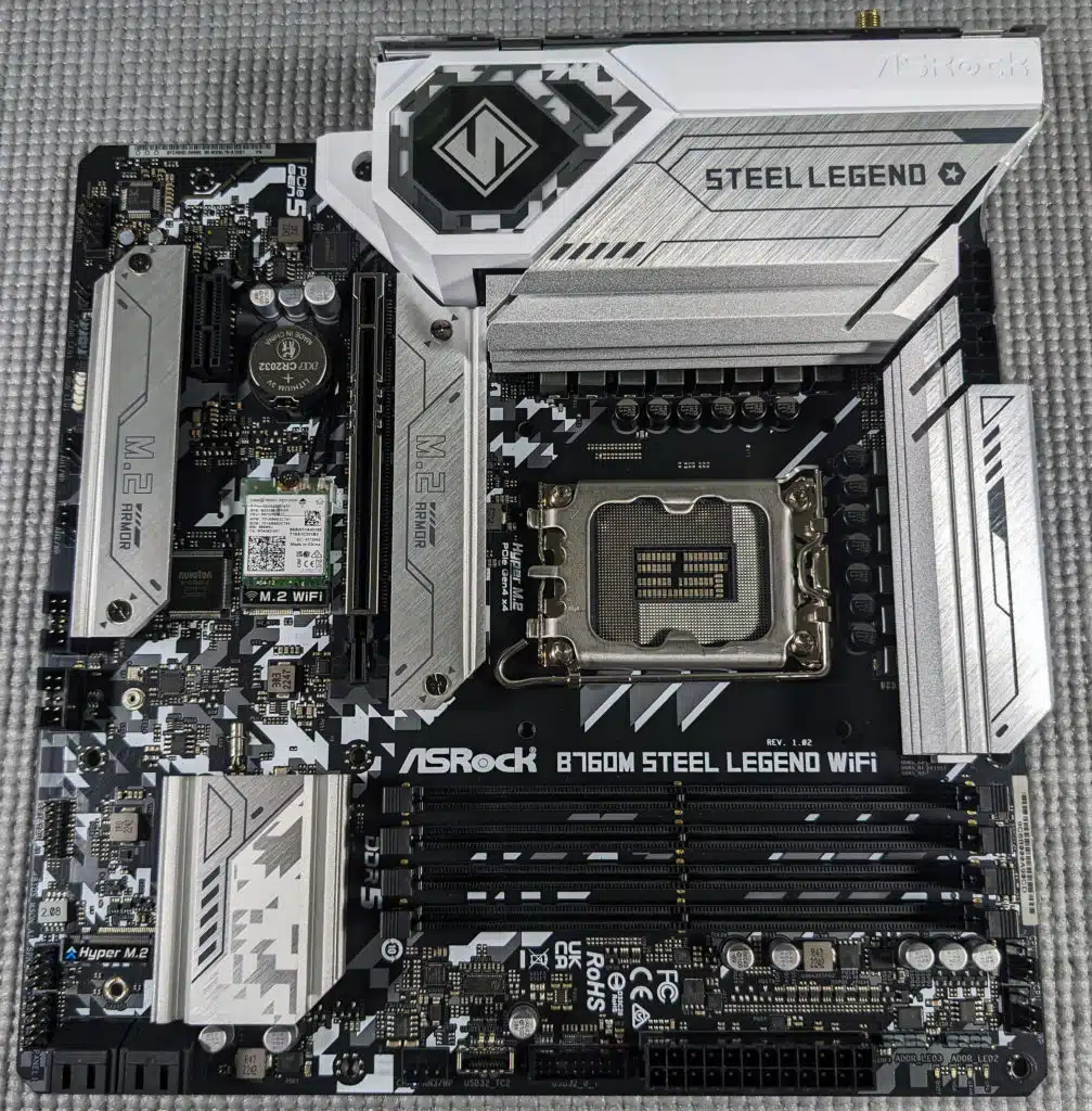 ASRock B760M STEEL LEGEND WiFi motherboard PCB front.