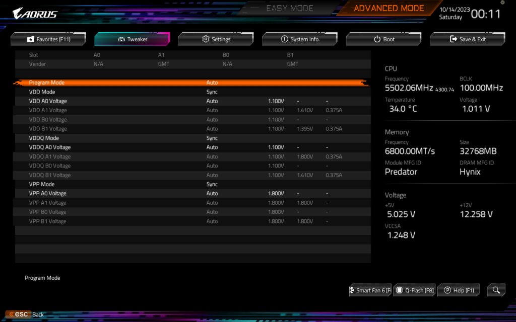 GIGABYTE AORUS Z790 ELITE X WiFi7 BIOS image 6