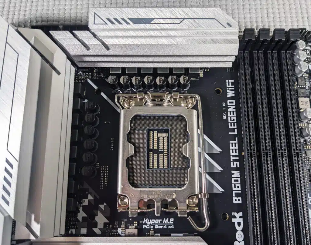 ASRock B760M STEEL LEGEND WiFi CPU socket top.