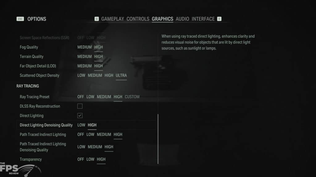 Alan Wake 2 Ray Tracing Quality Options Screenshot