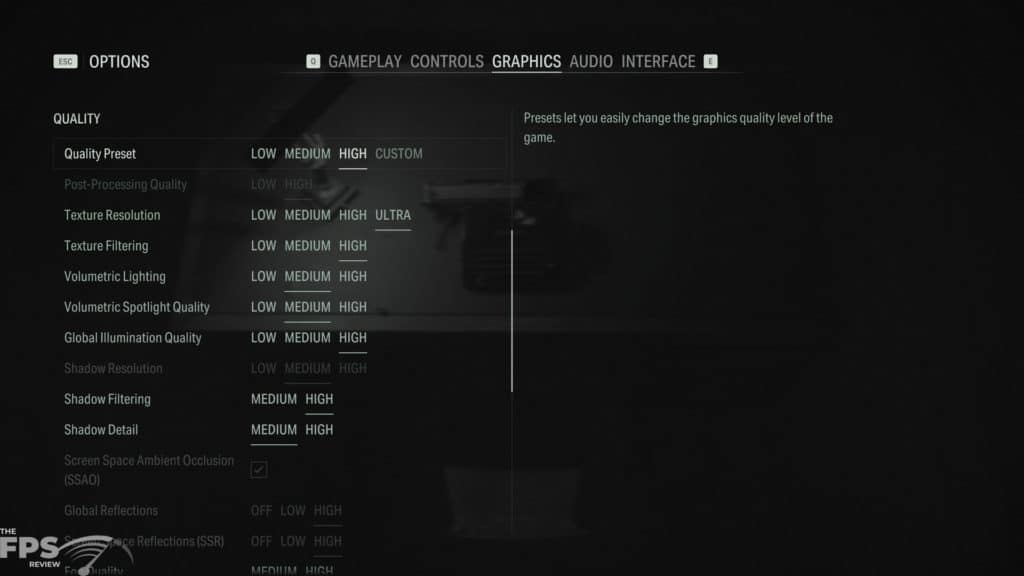 Alan Wake 2 Graphics Settings Screenshot High Quality