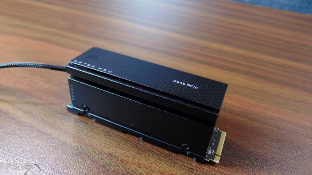 CORSAIR MP700 PRO with Air Cooler 2TB PCIe Gen5 M.2 NVMe SSD Top Angled View