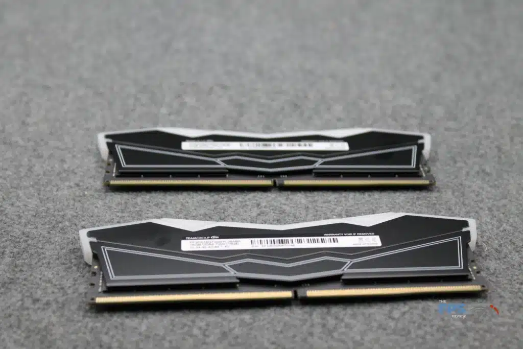 T-FORCE DELTA RGB DDR5 32GB (2x16GB) 7200MHz memory top down angled view of rear