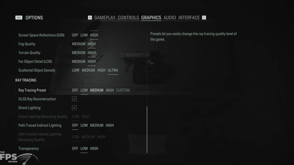 Alan Wake 2 Graphics Settings Screenshot