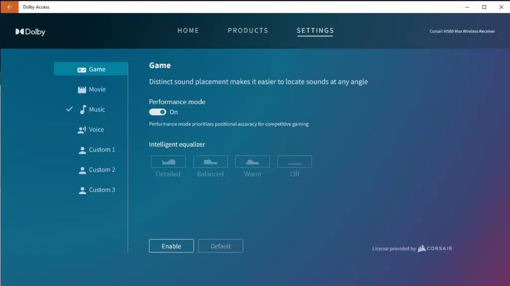 CORSAIR HS80 MAX Dolby Access App EQ