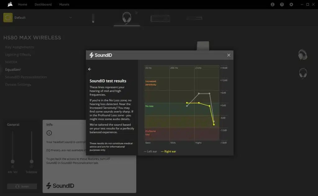 CORSAIR HS80 MAX iCUE SoundID results