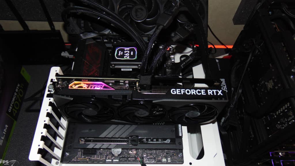 MSI GeForce RTX 4070 Ti GAMING SLIM 12G Video Card Installed in Computer Top View