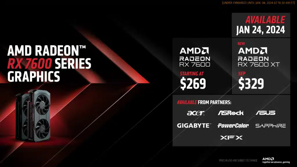 AMD Radeon RX 7600 XT Press Deck