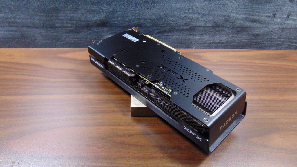 XFX Speedster QICK 309 Radeon RX 7600 XT Black Edition Video Card Bottom View Angled