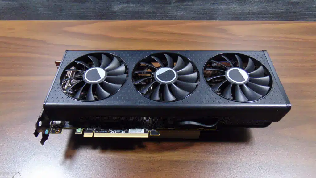 XFX Speedster QICK 309 Radeon RX 7600 XT Black Edition Video Card Top View