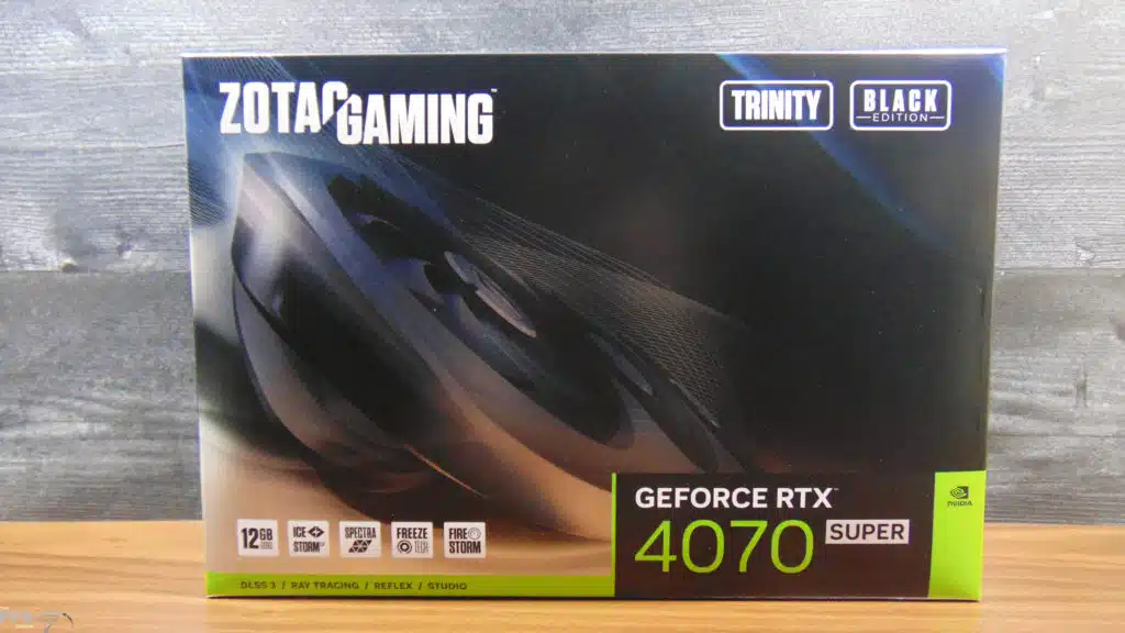 ZOTAC GAMING GeForce RTX 4070 SUPER Trinity Black Edition Video Card Box Front