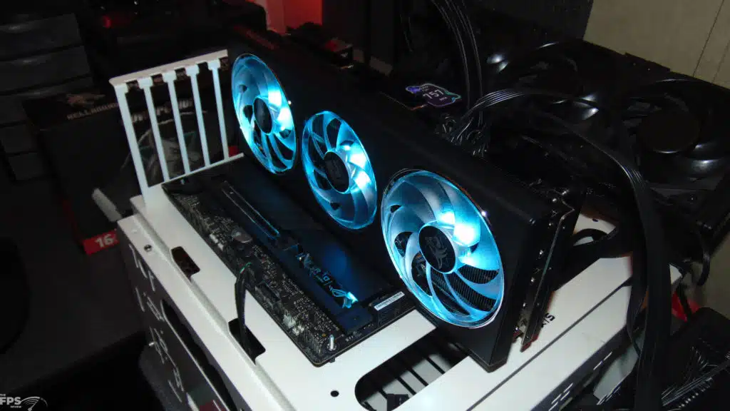 PowerColor Hellhound Radeon RX 7900 GRE in Computer with ice blue RGB