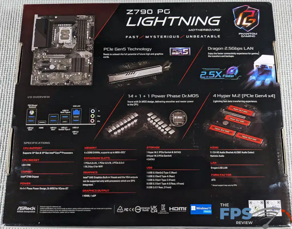 ASROCK Z790 PG LIGHTNING Motherboard box back.