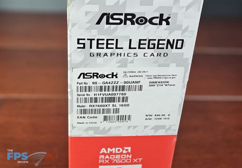 ASRock Radeon RX 7600 XT Steel Legend 16GB box label