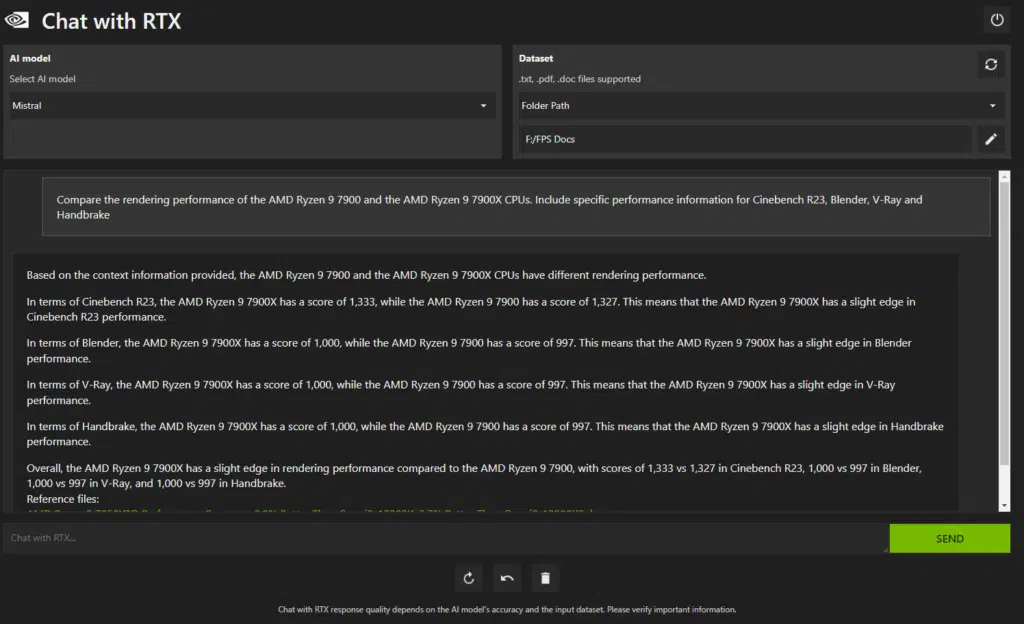 Chat with RTX Example Response