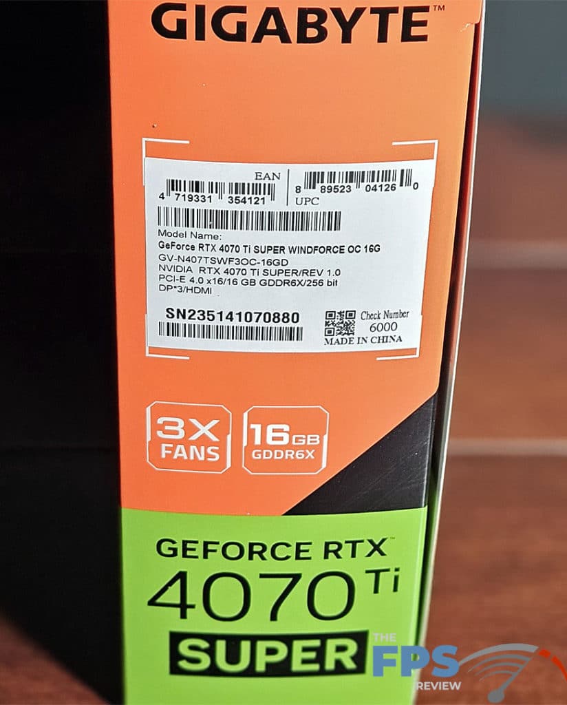 GIGABYTE GeForce RTX 4070 Ti SUPER WINDFORCE OC 16GB: label