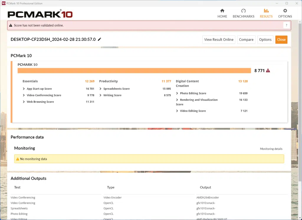 PCMark result