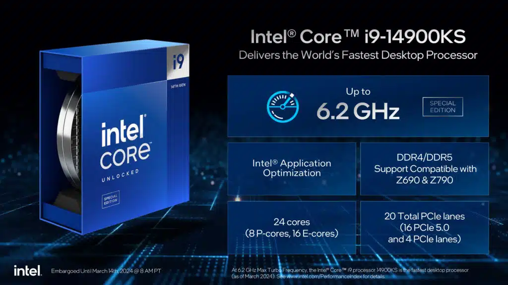 Intel Core 14th Gen i9-14900KS Launches: 6.2GHz Desktop Processor Press Release Presentation