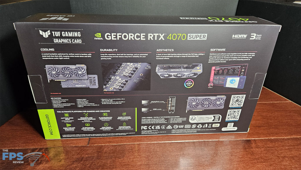 ASUS TUF Gaming GeForce RTX 4070 SUPER OC Edition: box rear