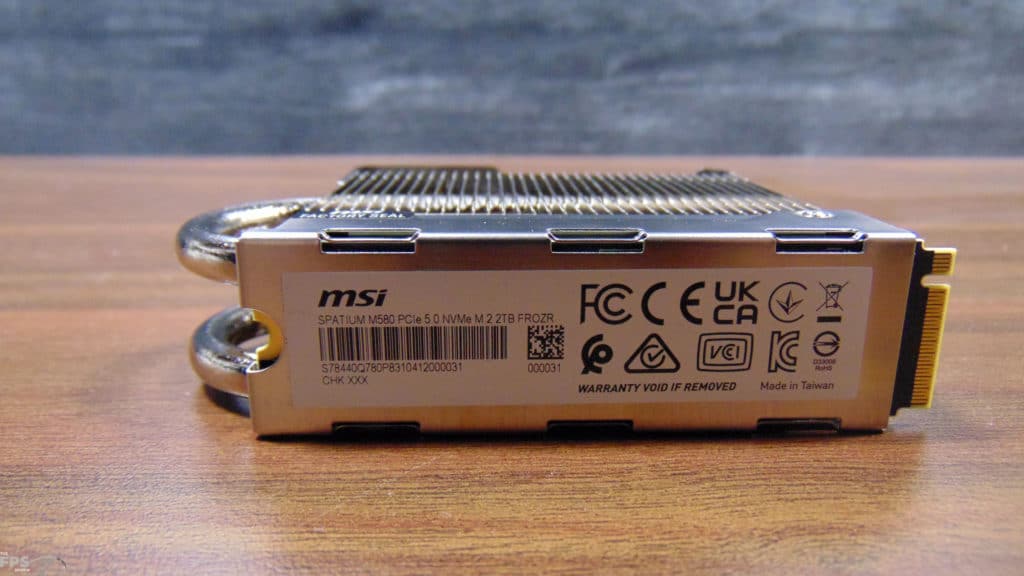MSI SPATIUM M580 FROZR 2TB PCIe Gen5 M.2 NVMe SSD Bottom View