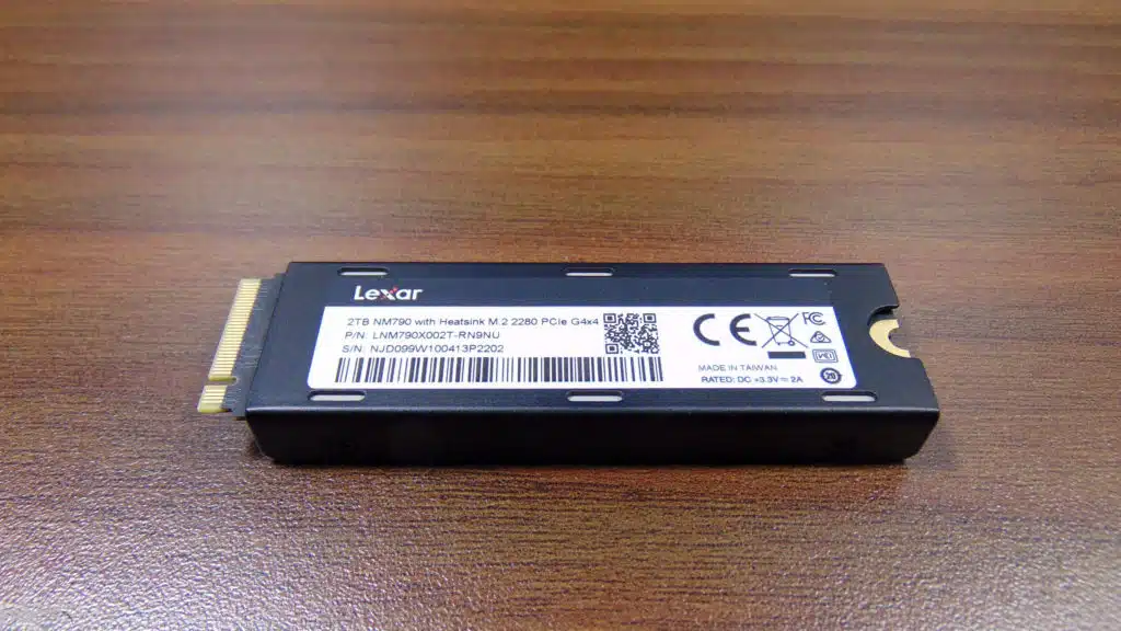 Lexar NM790 with Heatsink 2TB PCIe Gen4 M.2 NVMe SSD Bottom View