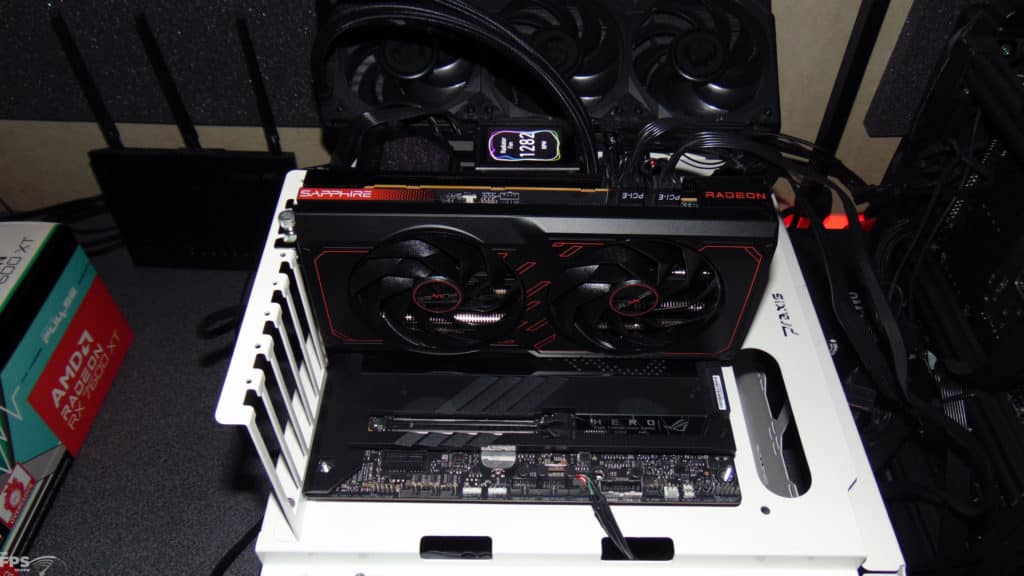 SAPPHIRE PULSE Radeon RX 7600 XT 16GB Installed in Computer Top View