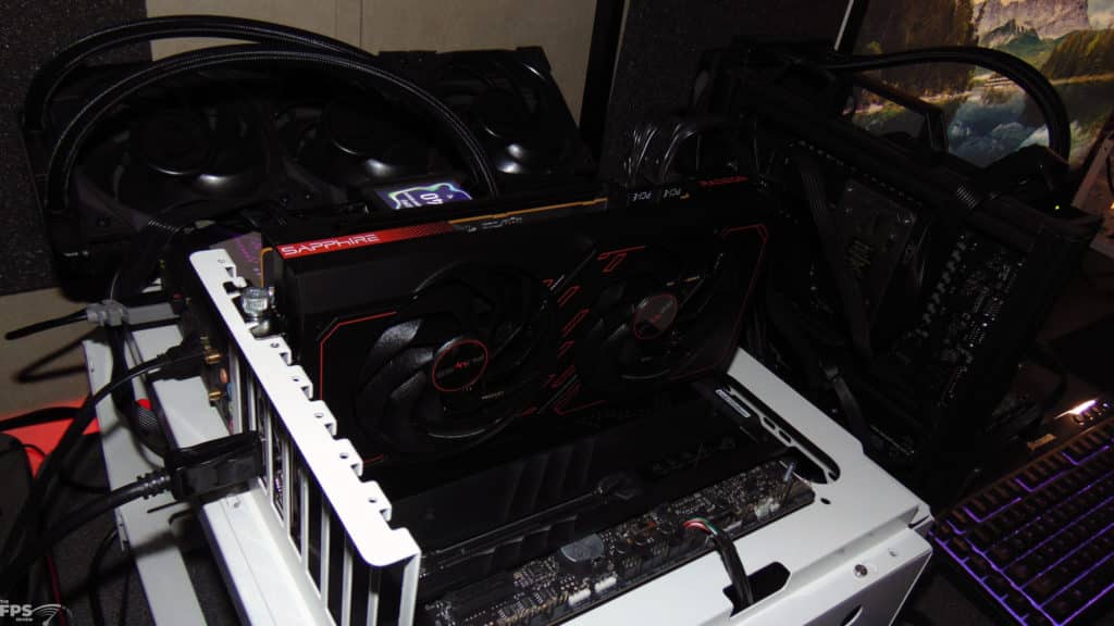 SAPPHIRE PULSE Radeon RX 7600 XT 16GB Installed in Computer Top View Angled