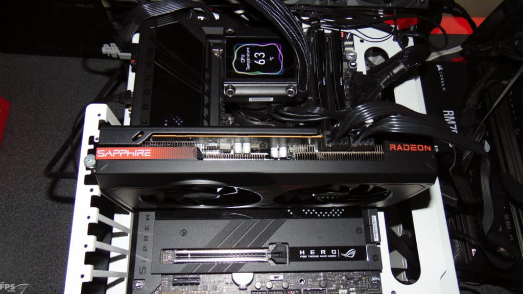 SAPPHIRE PULSE Radeon RX 7600 XT 16GB Installed in Computer Top Down View