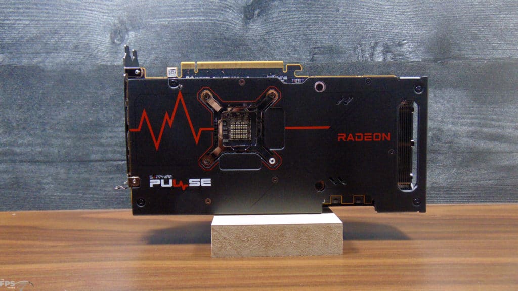 SAPPHIRE PULSE Radeon RX 7600 XT 16GB Sitting Up On Desk Back Side