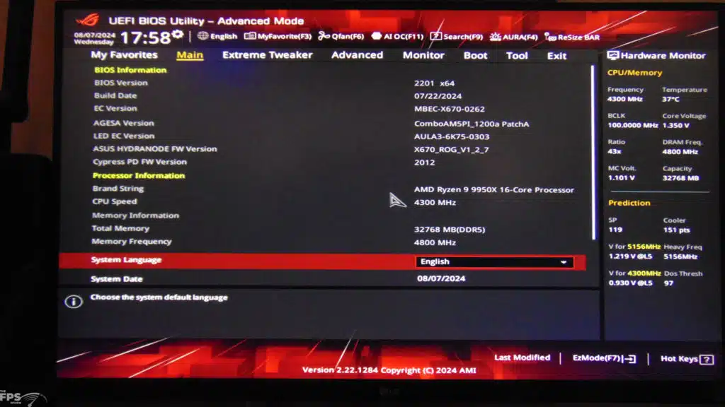 AMD Ryzen 9 9950X BIOS Screenshot