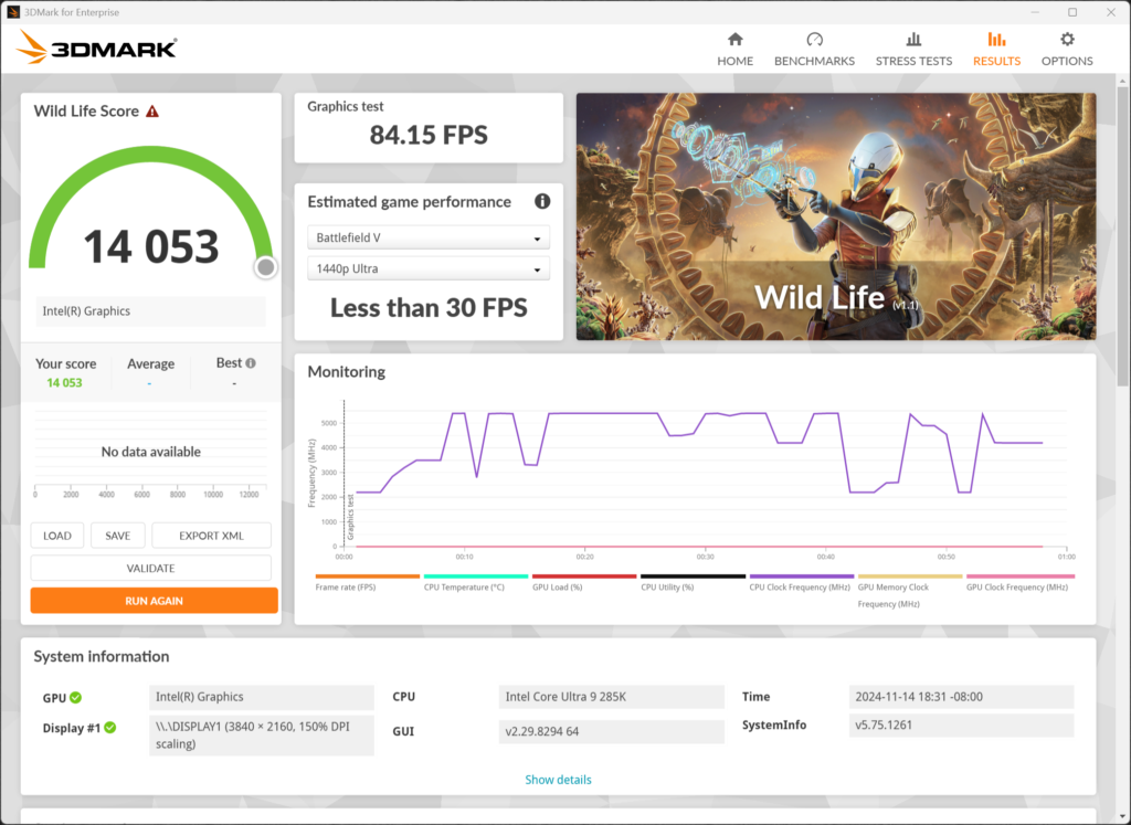 MSI MPG Z890 EDGE TI WIFI Motherboard 3DMark Wild Life Benchmark