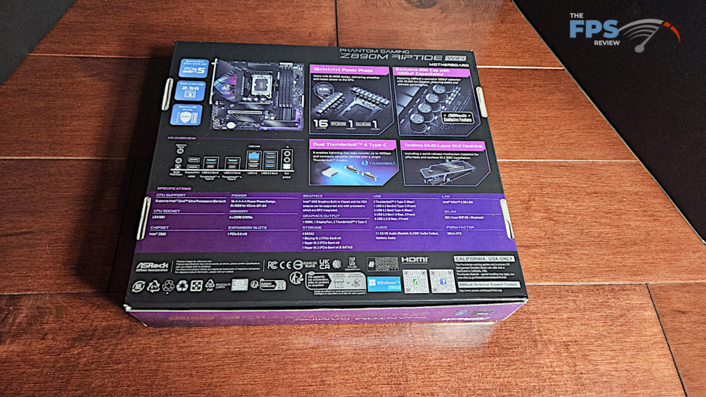 ASRock Phantom Gaming Z890M WiFi: back of box