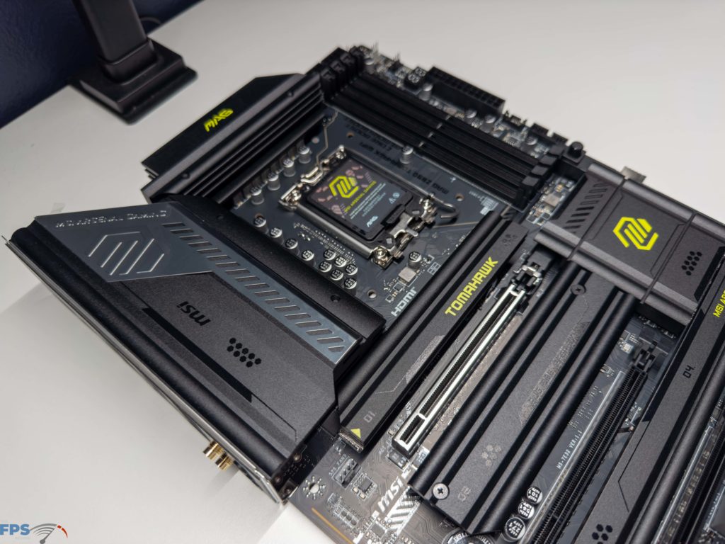 Close up of top of motherboard