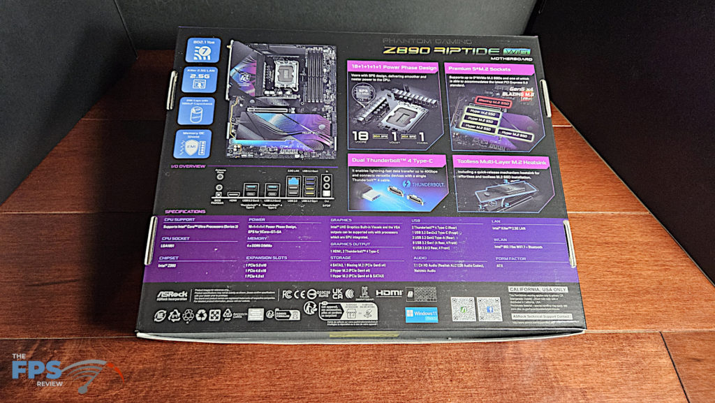 ASRock Phantom Gaming Z890 RIPTIDE WiFi: back of box