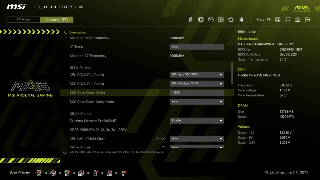 MSI MAG B860 TOMAHAWK WiFi : BIOS screenshot