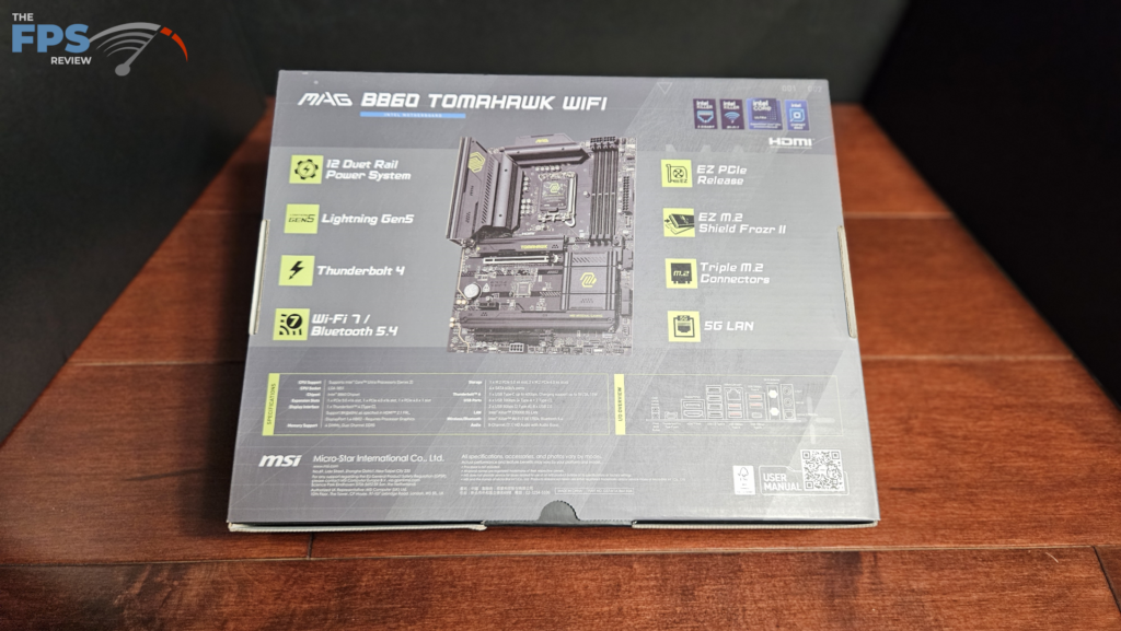 MSI MAG B860 TOMAHAWK WiFi : box back
