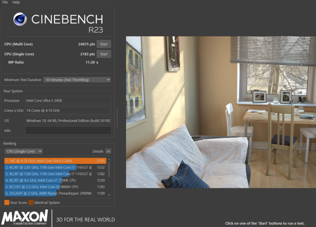 MSI MAG B860 TOMAHAWK WiFi : Cinebench R23