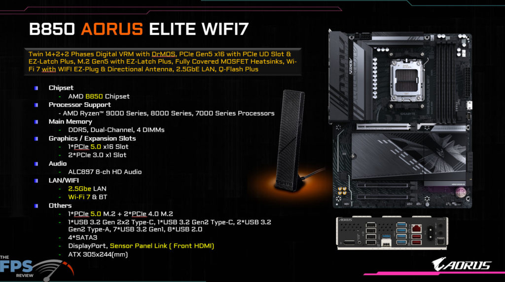 GIGABYTE B850 AORUS ELITE WIFI7 Spec Sheet