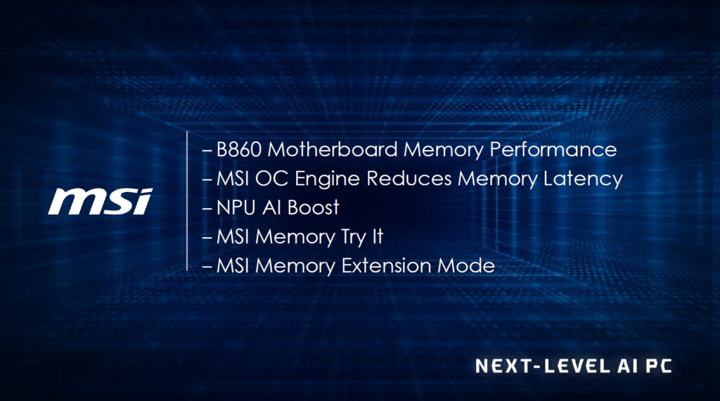 MSI B860 Motherboard Features Slide