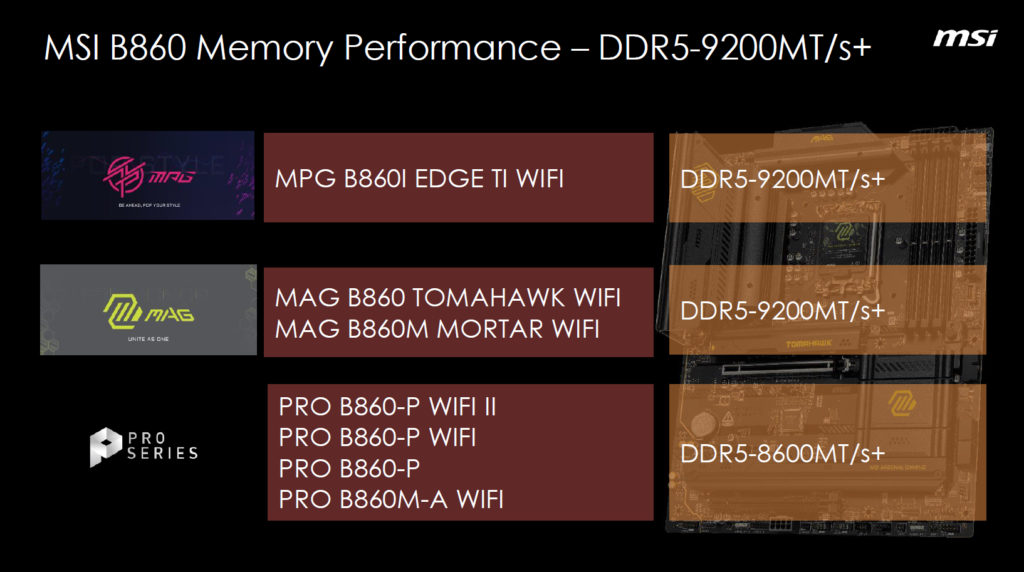 MSI B860 Motherboard Features Slide