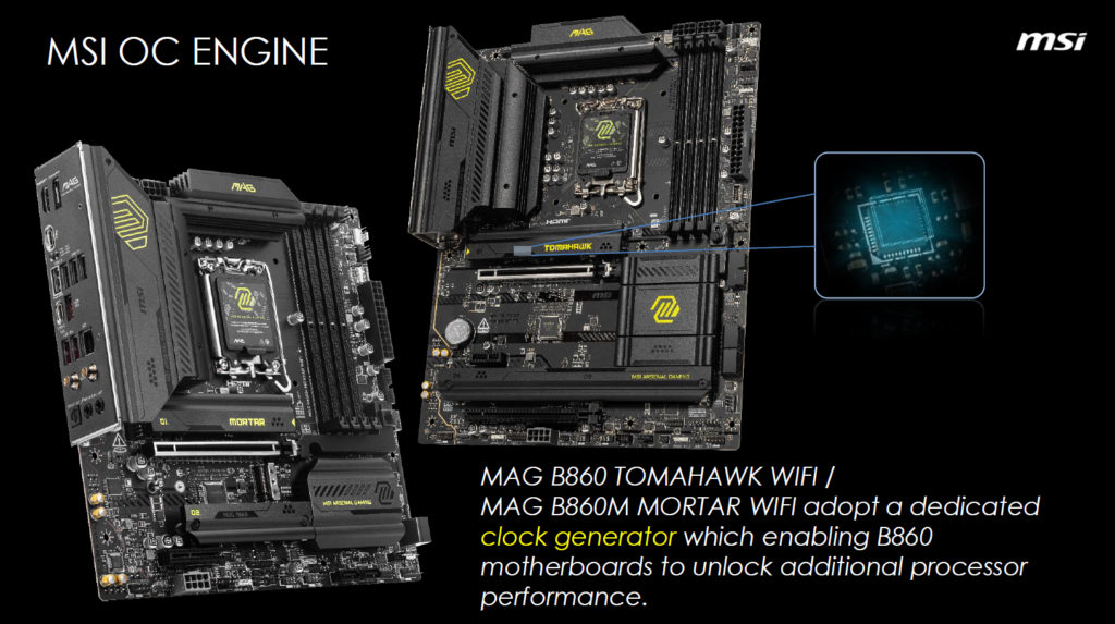 MSI B860 Motherboard Features Slide
