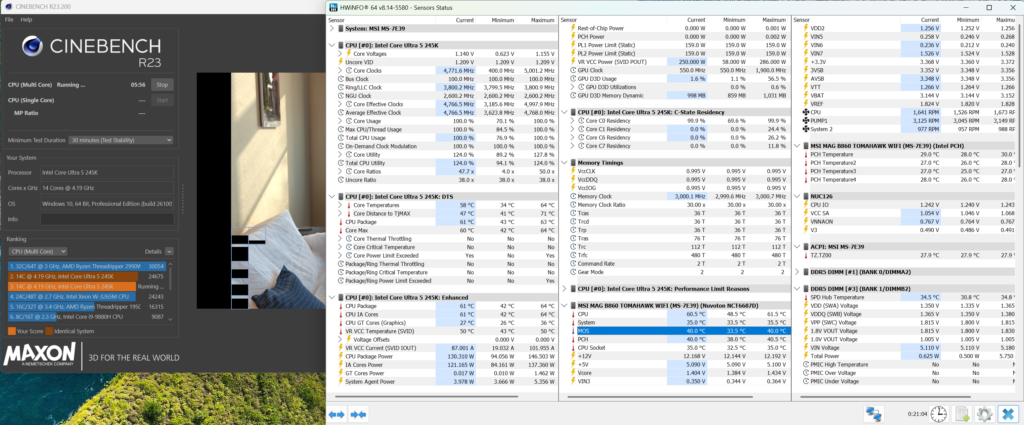 MSI MAG B860 TOMAHAWK WiFi : VRM Temperatures