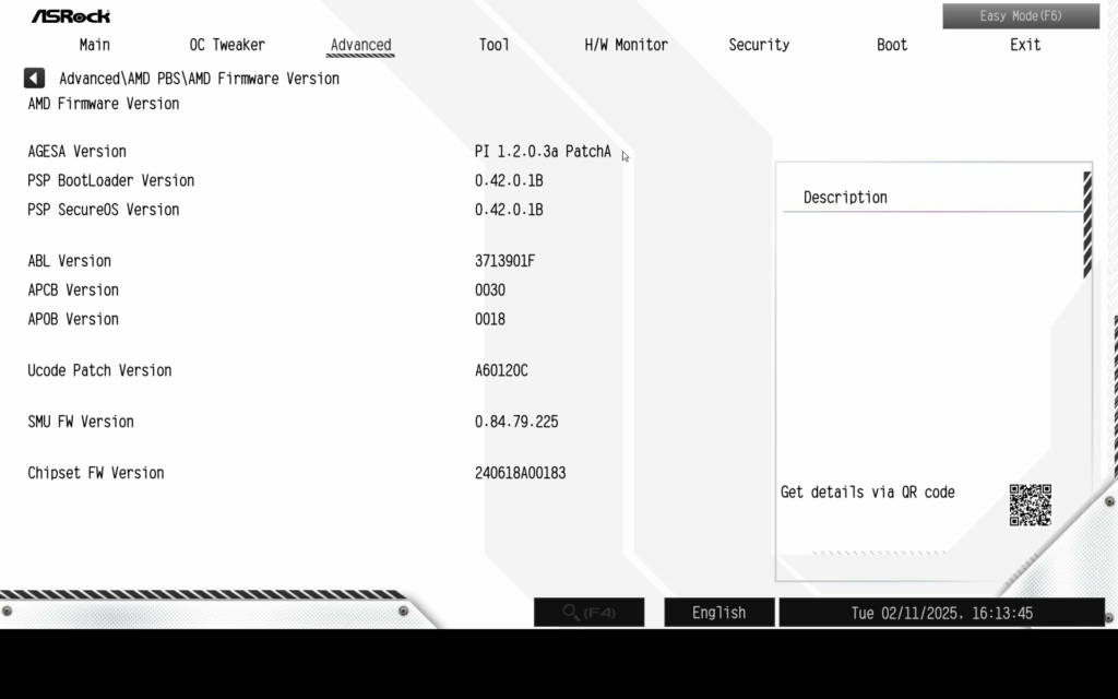 ASRock B850 Steel Legend WiFi motherboard: BIOS