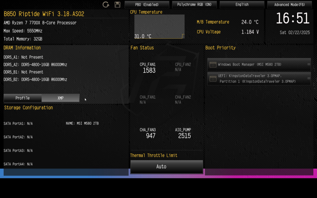 ASRock Phantom Gaming B850 RIPTIDE WiFi motherboard: BIOS